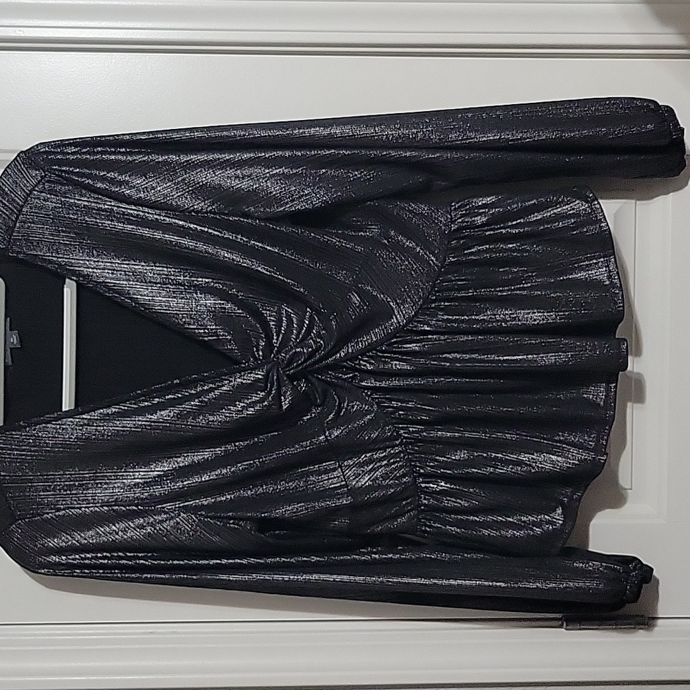 Pewter Shimmer Peplum Top